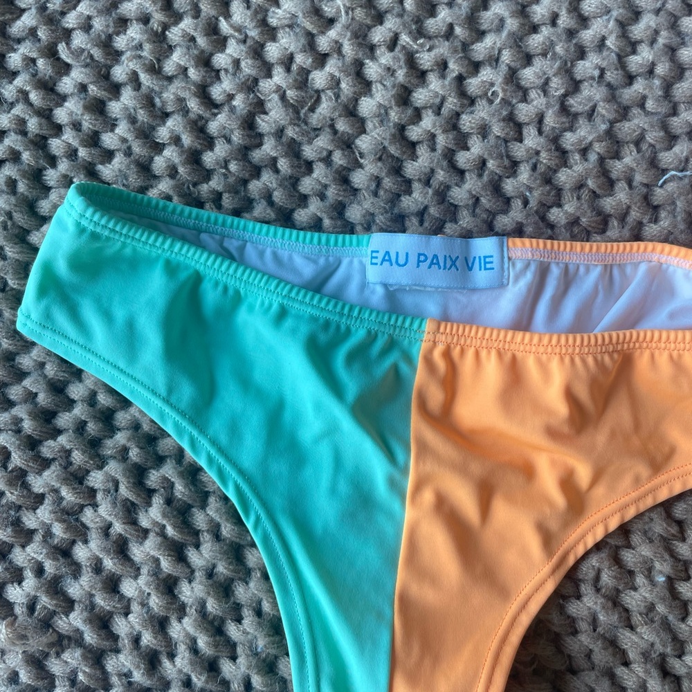 Midori Two-Tone Green and Orange Bikini Bottom